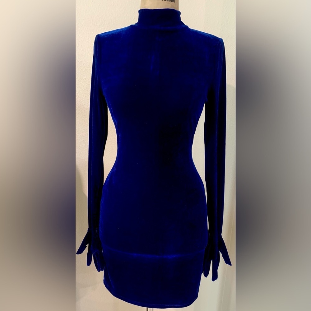 AKIRA Royal Blue Velvet Midi Dress